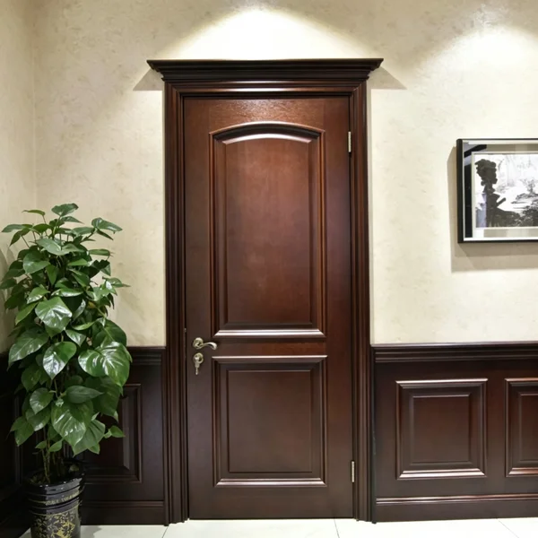 Solid American wooden door could be the dark red front door