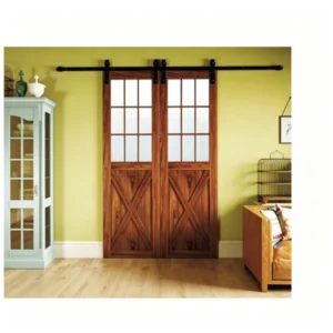 Solid half glass wood barn door